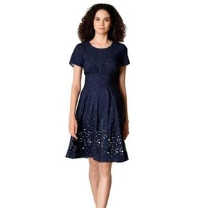 Wayward Fancies Night Sky Crepe Pleat Waist Dress Women Size 1X Formal Dressy